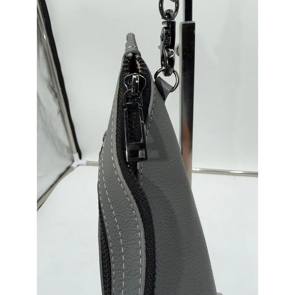 Botkier New York Grey Pebbled Leather Wristlet Clutch Bag Gunmetal Hardware